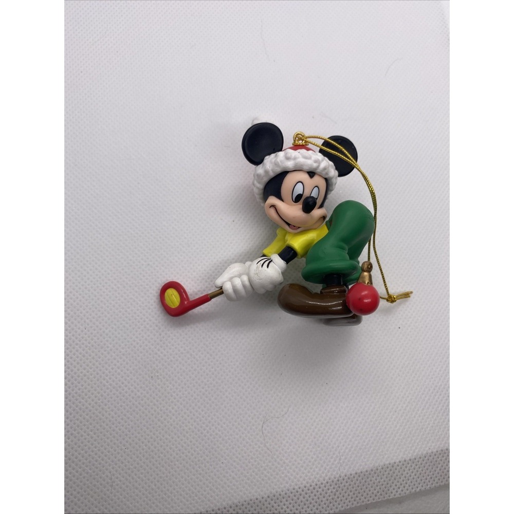 Vintage Disney Mickey Mouse Golf Christmas Ornament Santa Hat Holiday Decor